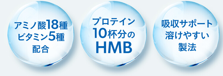 アミノ酸18種　ビタミン5種配合,プロテイン10杯分のHMB,吸収サポート　溶けやすい製法