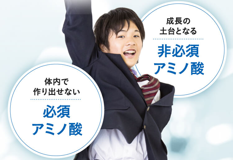 成長の土台となる非必須アミノ酸,体内で作り出せない必須アミノ酸